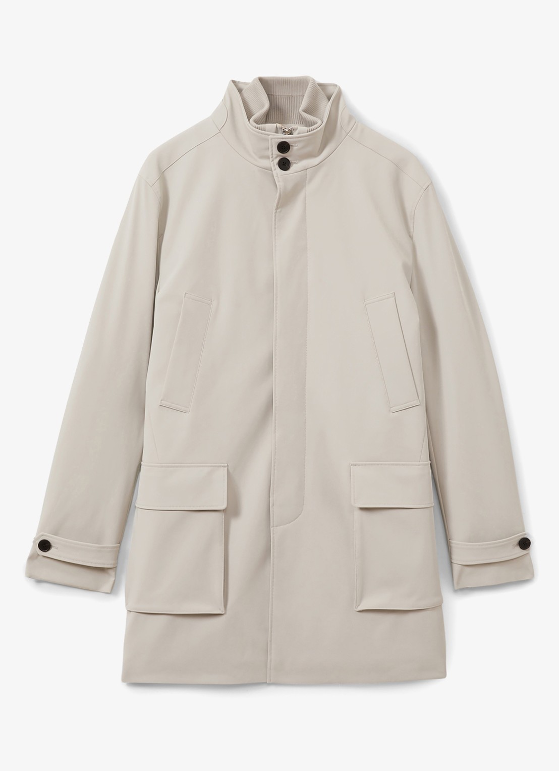 Reiss Player gewatteerde parka met klepzakken - voorkant stone / beige