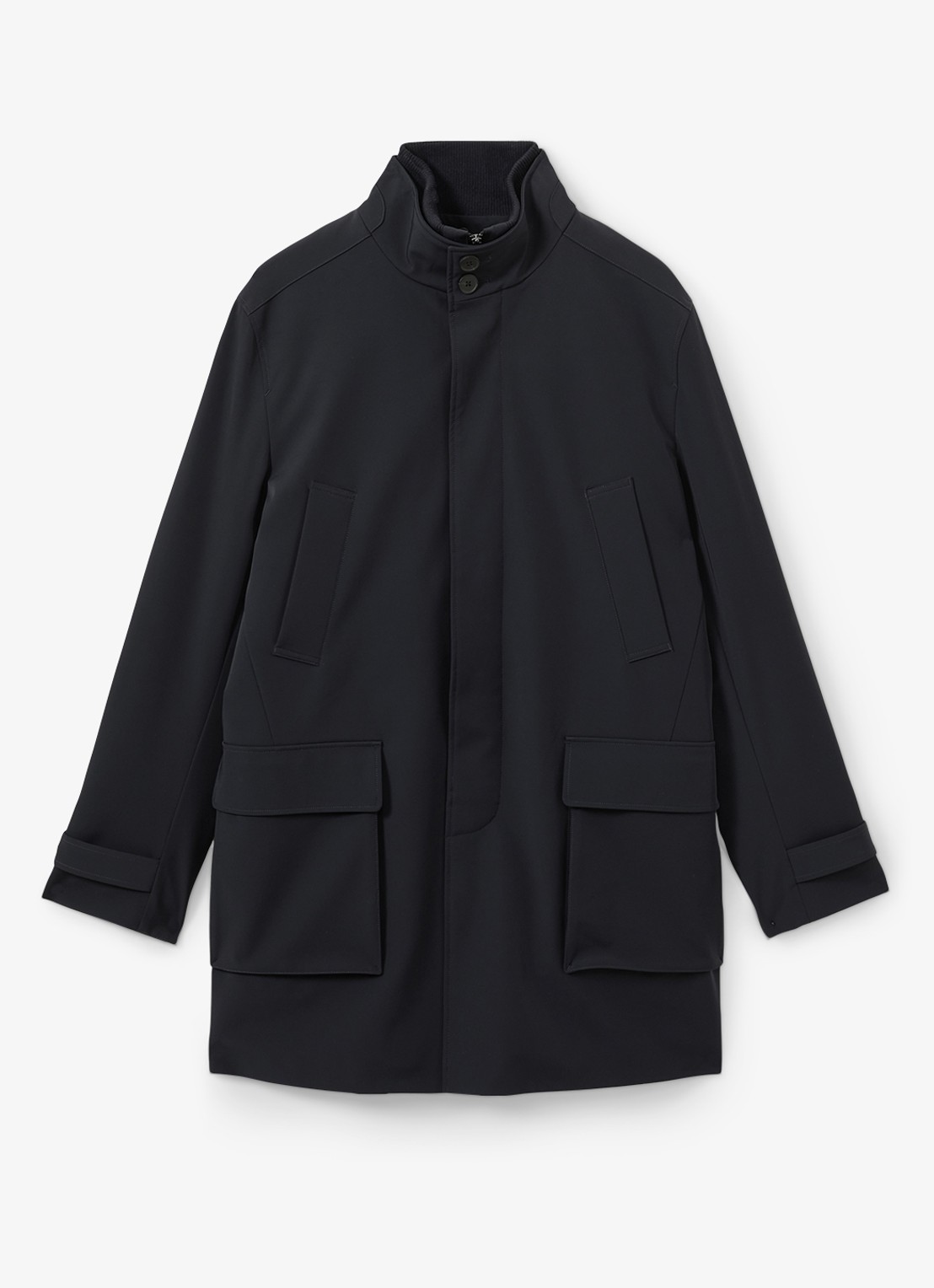 Reiss Player gewatteerde parka met klepzakken - voorkant donkerblauw