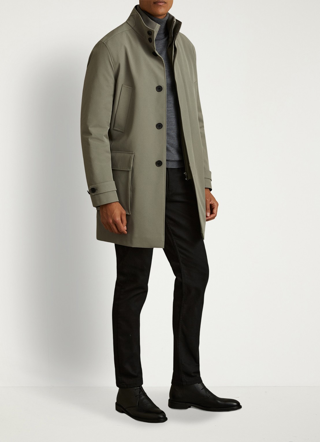 Reiss Player gewatteerde parka met klepzakken - detail 2 lindegroen
