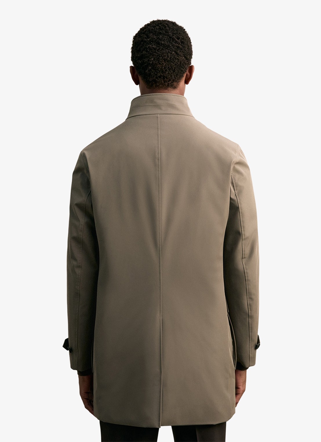 Reiss Player mantel met uitneembare voering  - achterkant 7 donkerbeige
