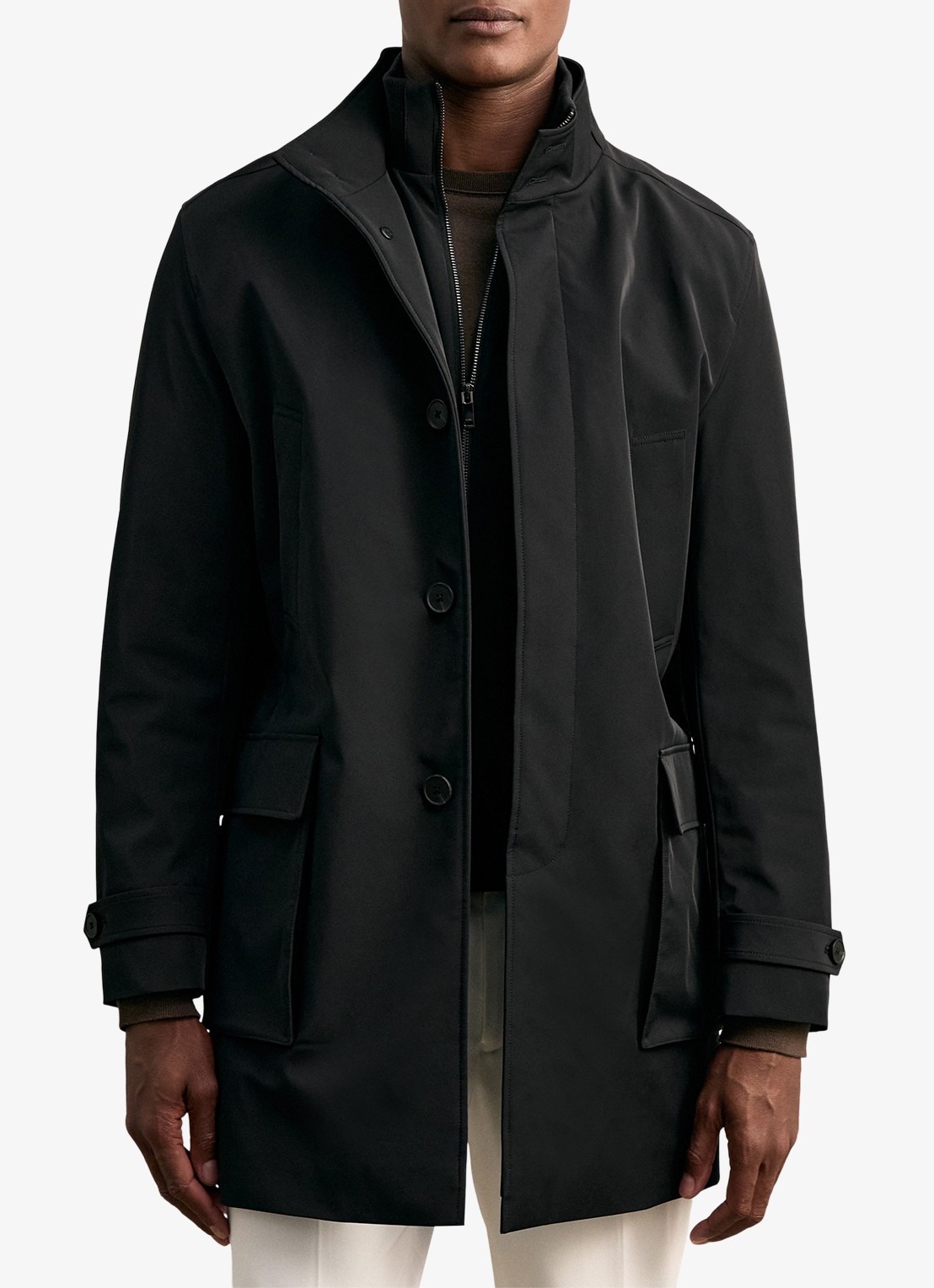 Reiss Player mantel met uitneembare voering  - detail 3 zwart
