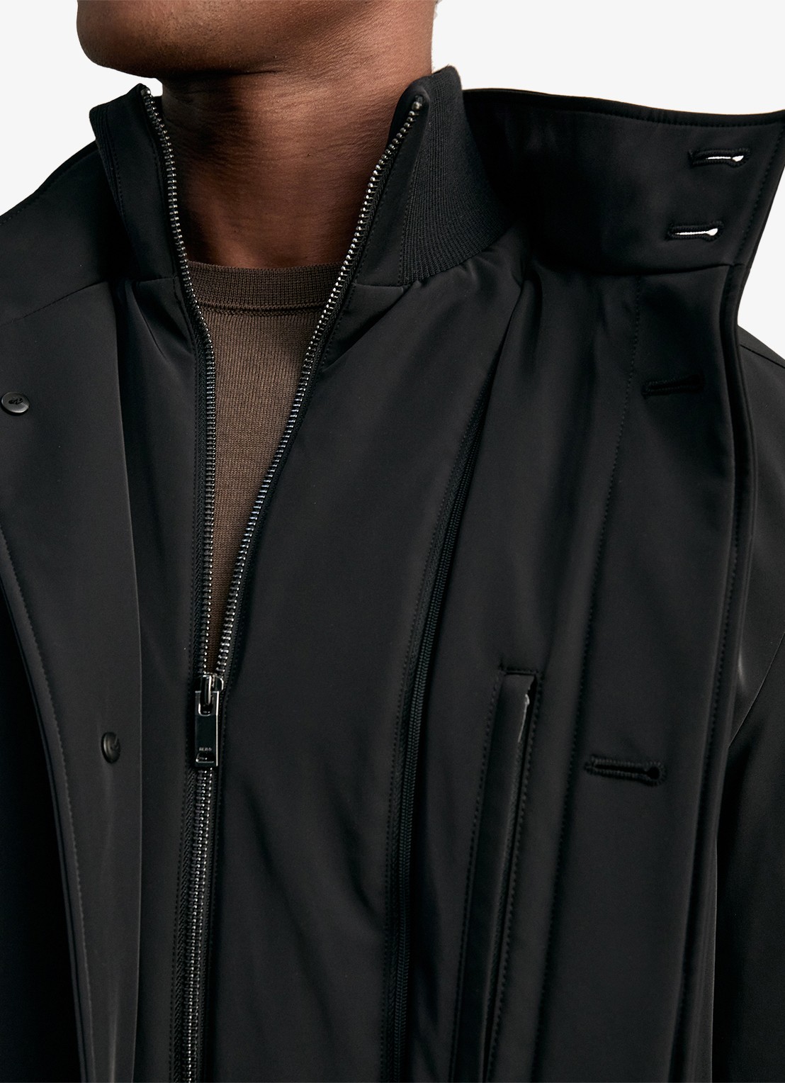 Reiss Player mantel met uitneembare voering  - detail 4 zwart