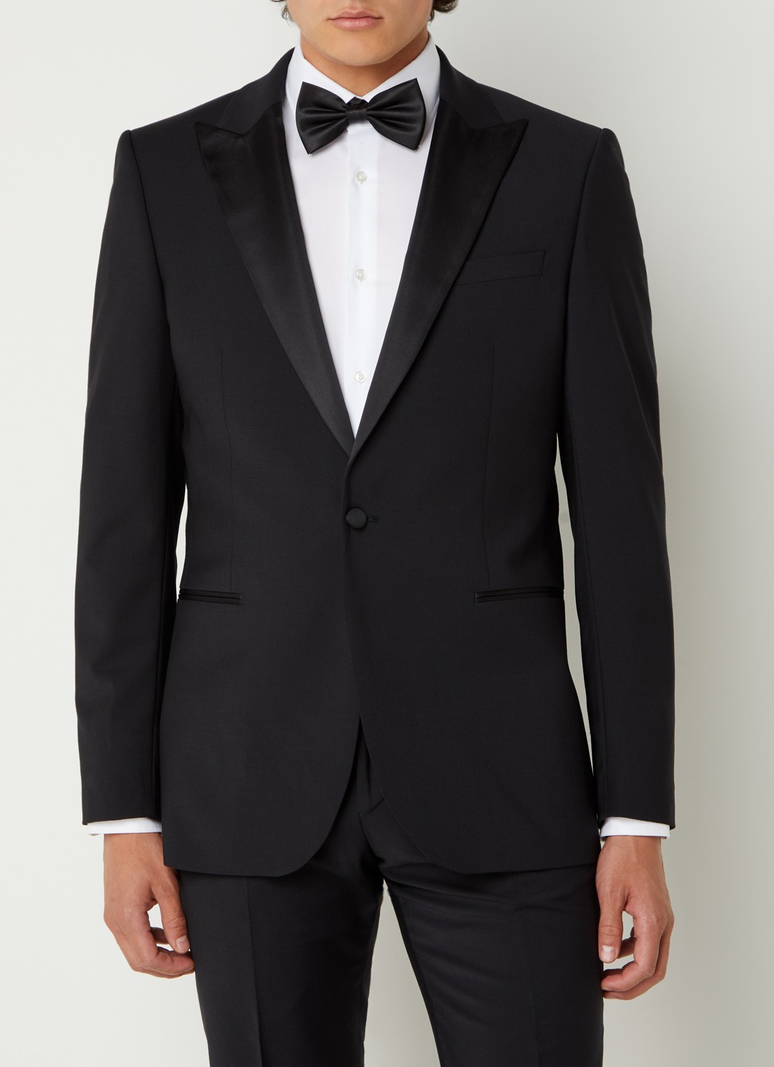 Reiss Poker slim fit blazer in wolblend met paspelzakken - detail 3 zwart