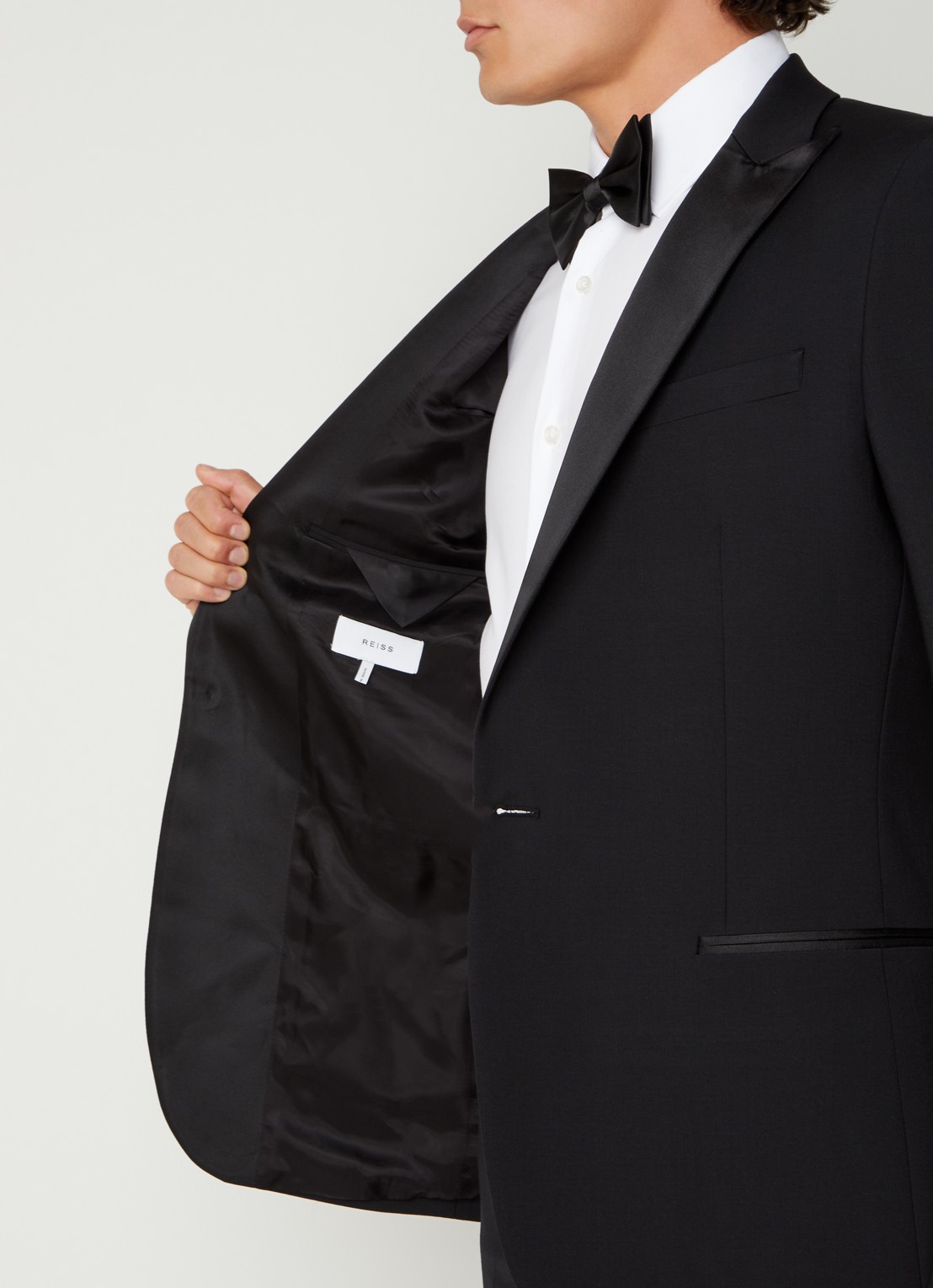 Reiss Poker slim fit blazer in wolblend met paspelzakken - detail 4 zwart