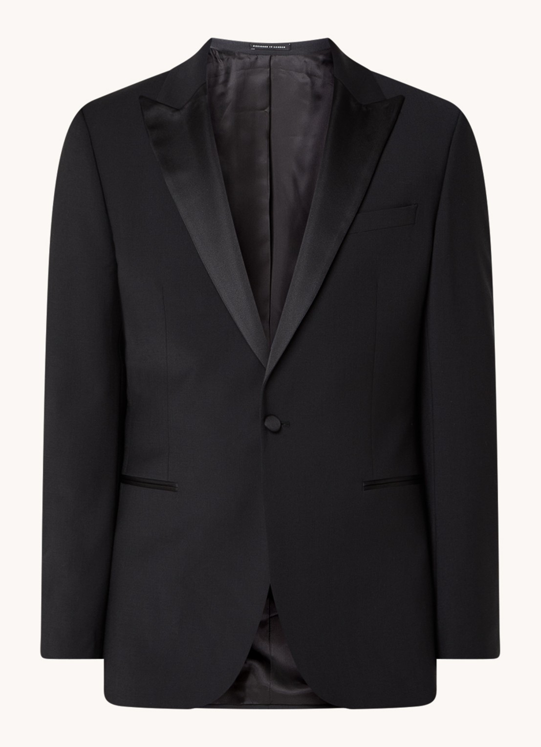 Reiss Poker slim fit blazer in wolblend met paspelzakken - voorkant zwart
