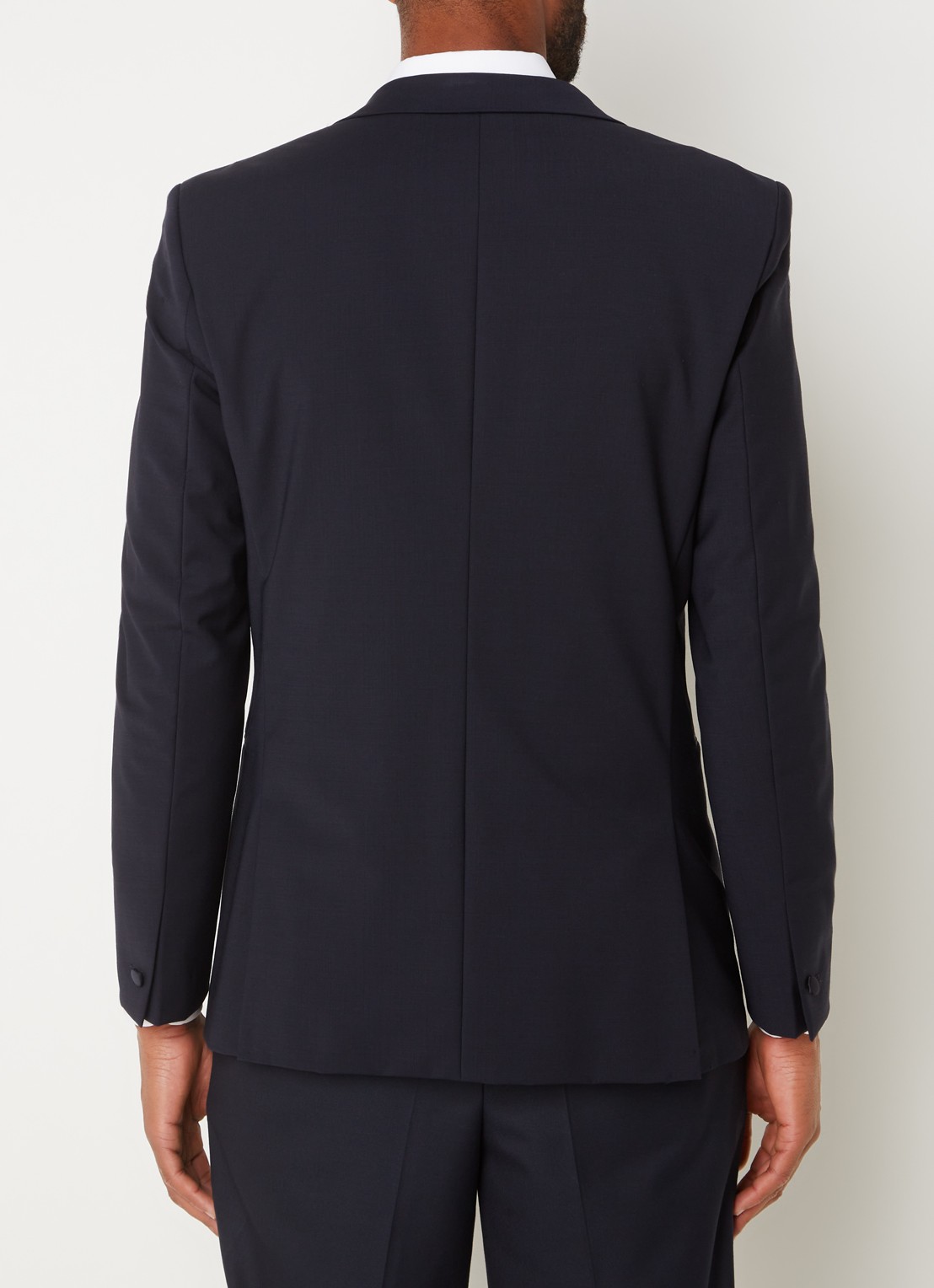 Reiss Poker slim fit blazer in wolblend met paspelzakken - achterkant 5 donkerblauw