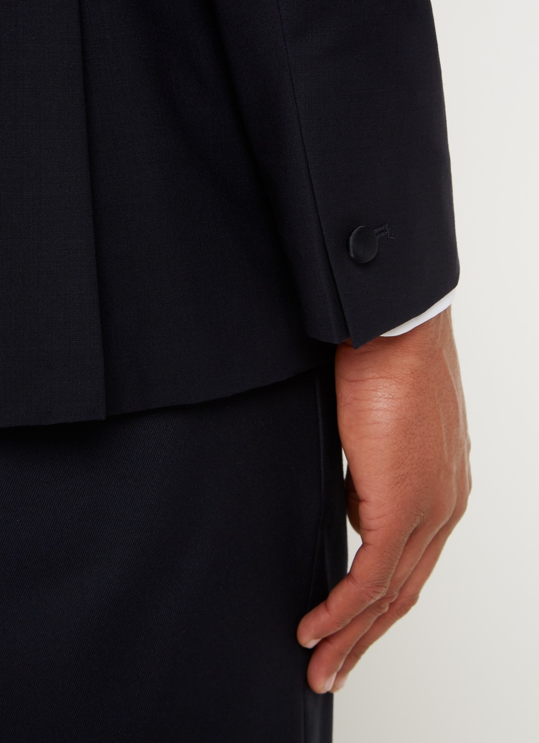 Reiss Poker slim fit blazer in wolblend met paspelzakken - detail 3 donkerblauw