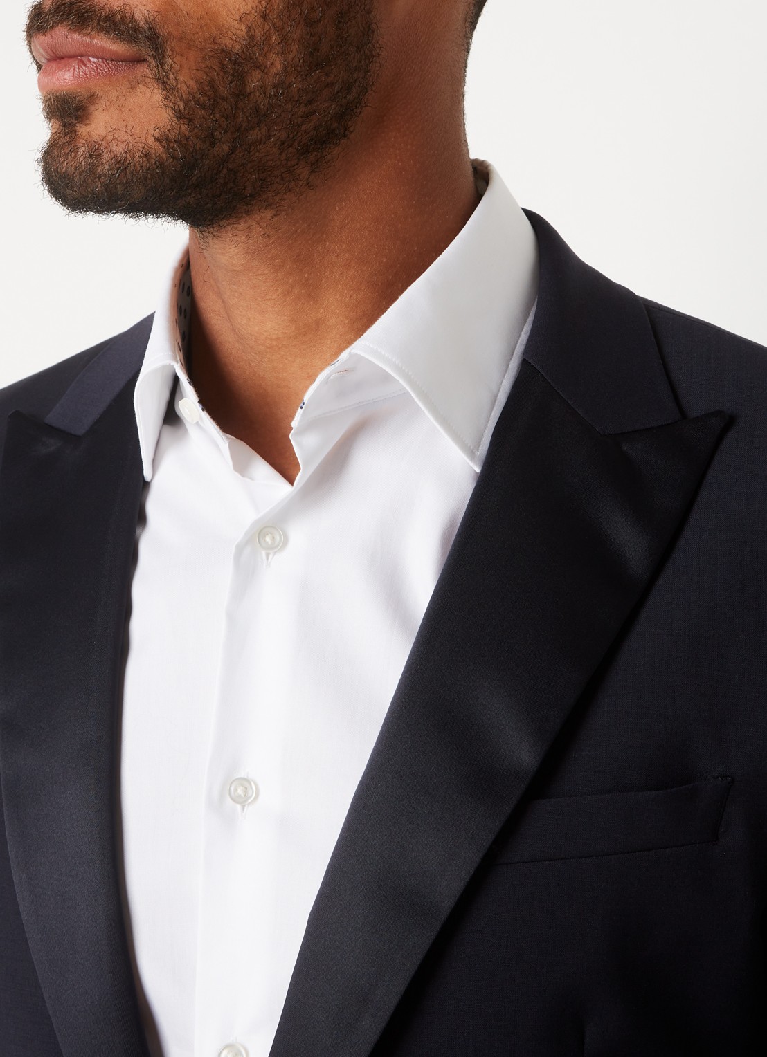 Reiss Poker slim fit blazer in wolblend met paspelzakken - detail 4 donkerblauw