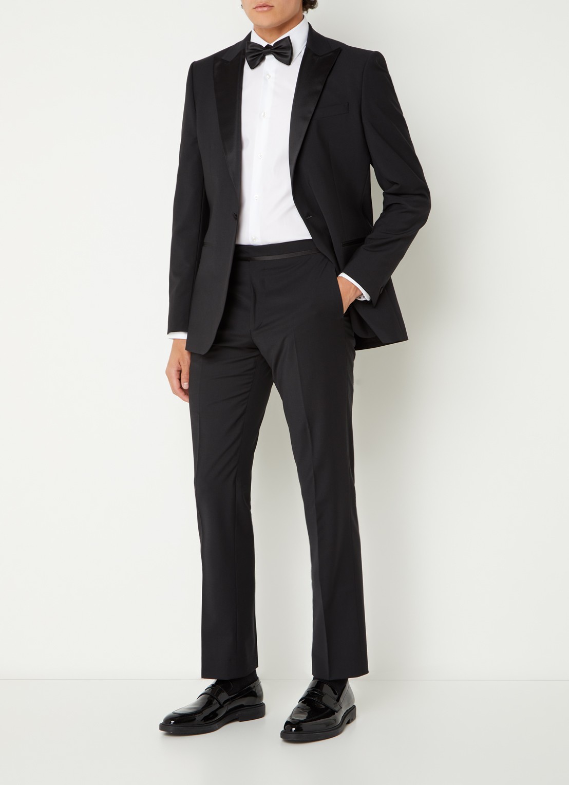 Reiss Poker slim fit pantalon met steekzakken - voorkant 3 zwart