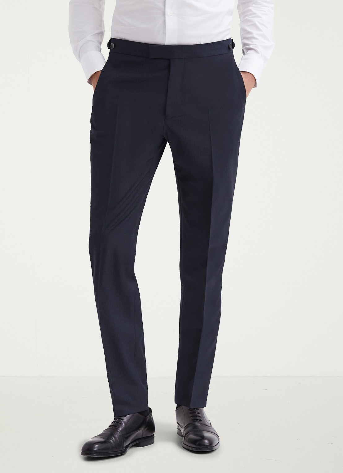 Reiss Poker slim fit pantalon met steekzakken - detail donkerblauw