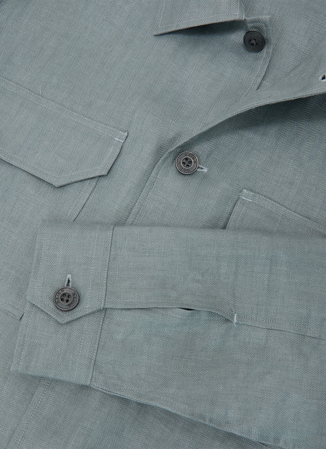 Reiss Polasio overshirt van linnen met borstzakken - detail 7 groen