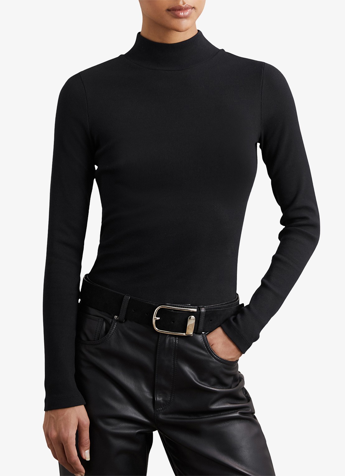 Reiss Polly longsleeve met stretch - detail 4 zwart