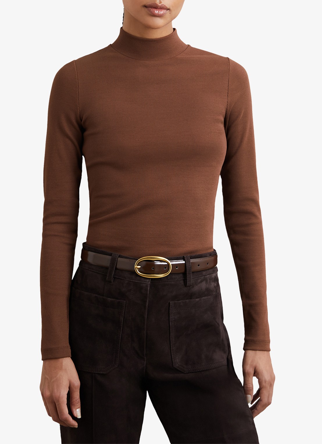 Reiss Polly longsleeve met stretch - detail 2 camel