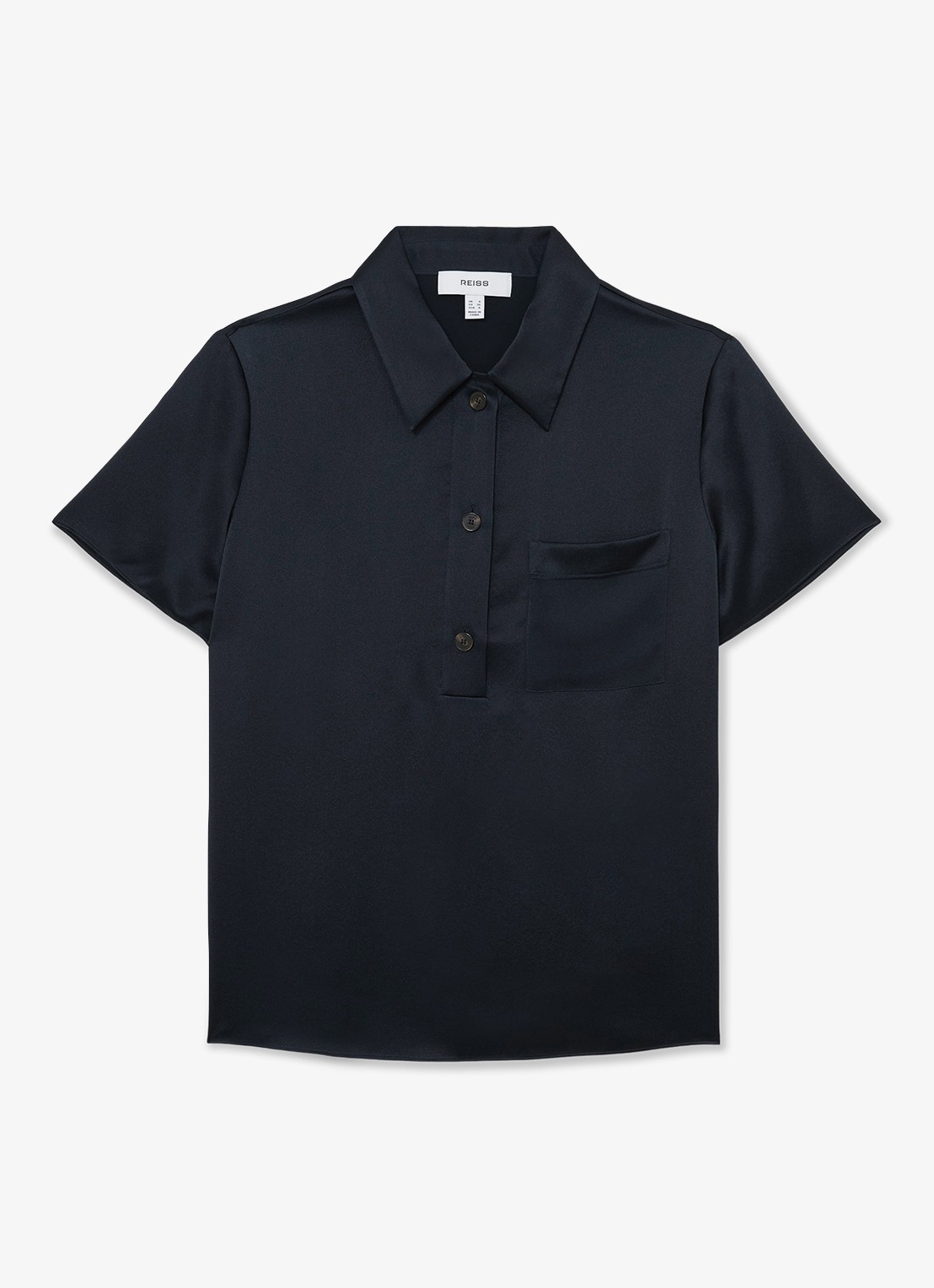 Reiss Polly tuniek van zijde - voorkant donkerblauw