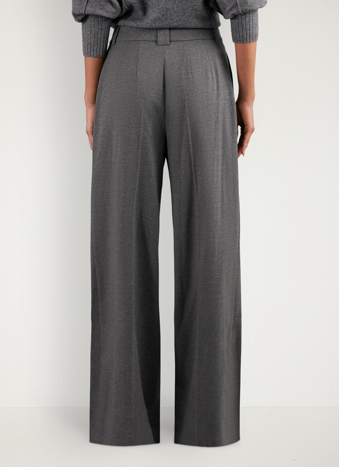 Reiss Poppie high waist wide fit pantalon met steekzakken - achterkant grijs