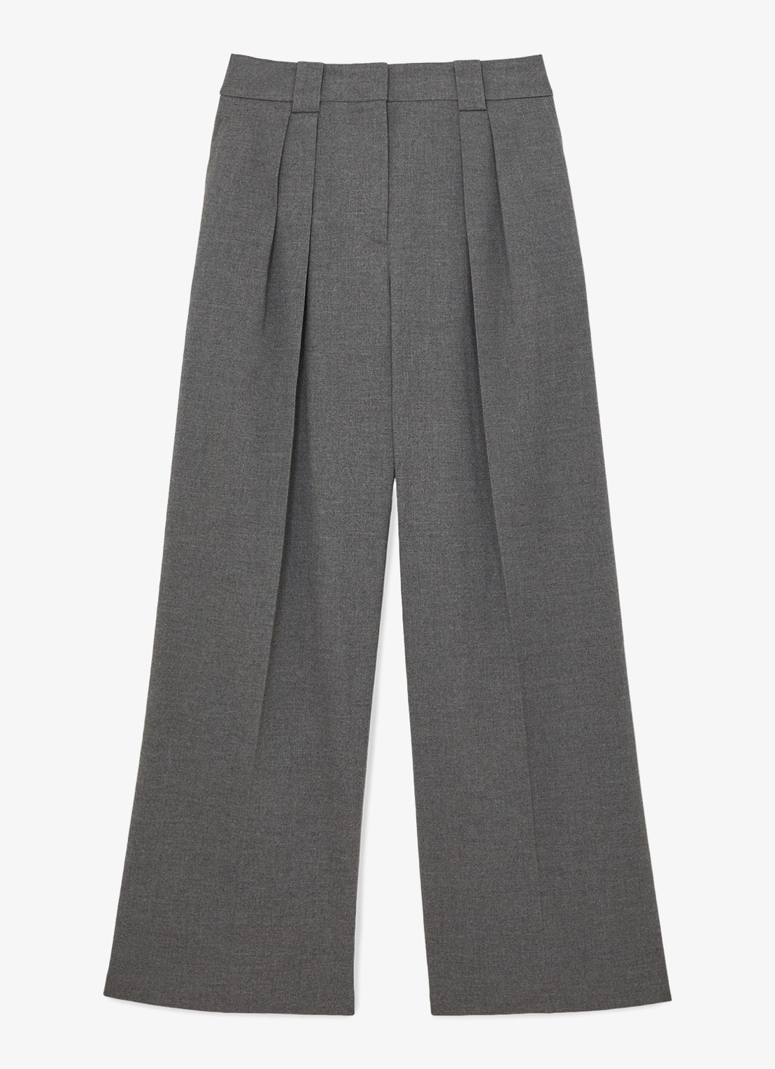 Reiss Poppie high waist wide fit pantalon met steekzakken - voorkant 2 grijs