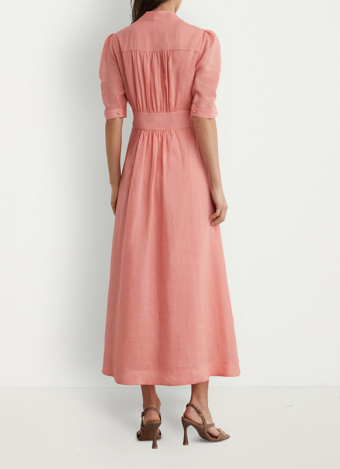 Reiss Poppy midi jurk met V-hals - achterkant 7 oudroze