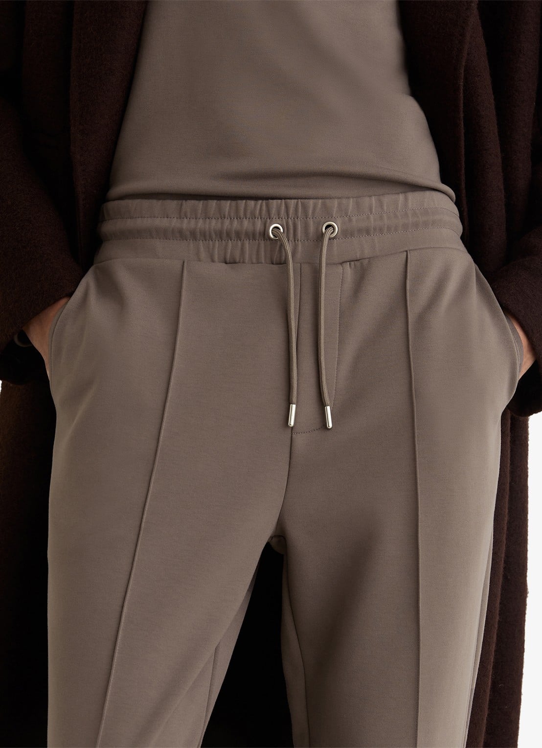 Reiss Premier Premium tapered fit joggingsbroek met steekzakken - detail 5 lichtbruin