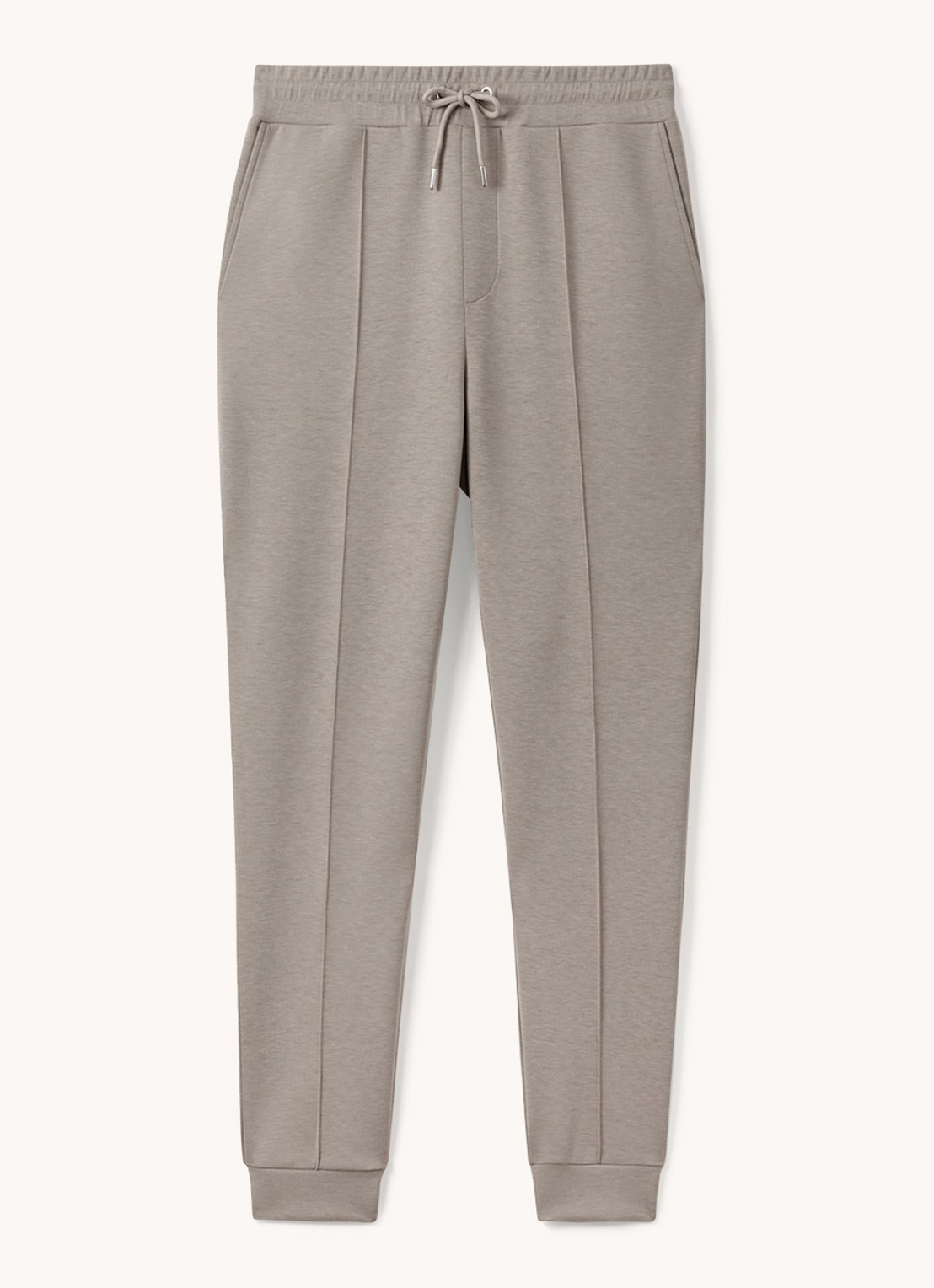 Reiss Premier tapered fit joggingbroek met trekkoord en steekzakken  - voorkant taupe