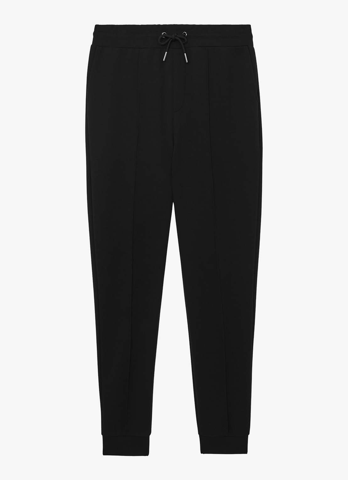 Reiss Premier tapered fit joggingbroek met trekkoord - voorkant black / zwart