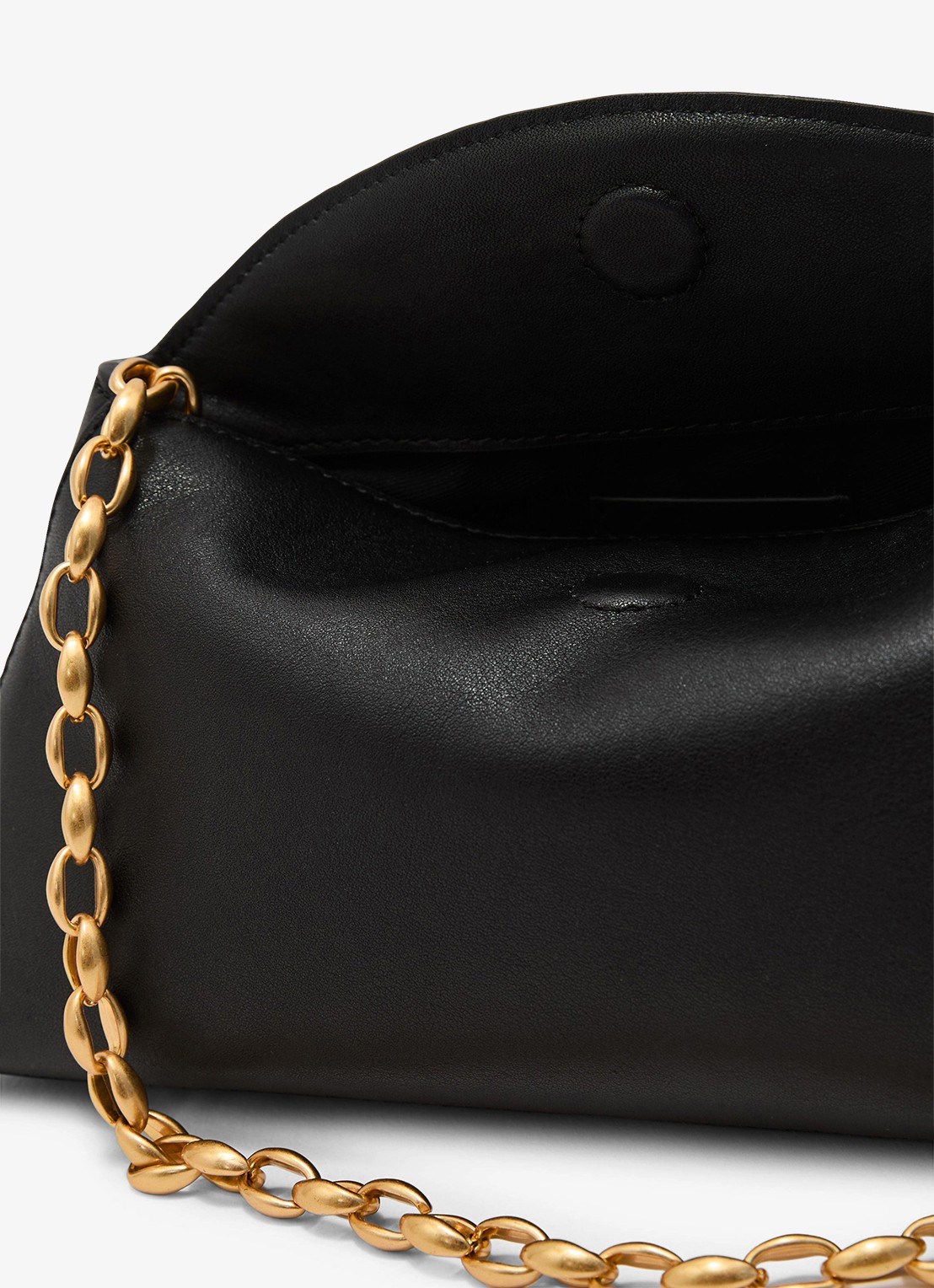 Reiss Presley leren clutch met kettingband - detail 2 black / zwart