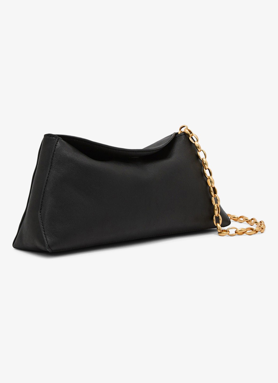 Reiss Presley leren clutch met kettingband - detail 4 black / zwart