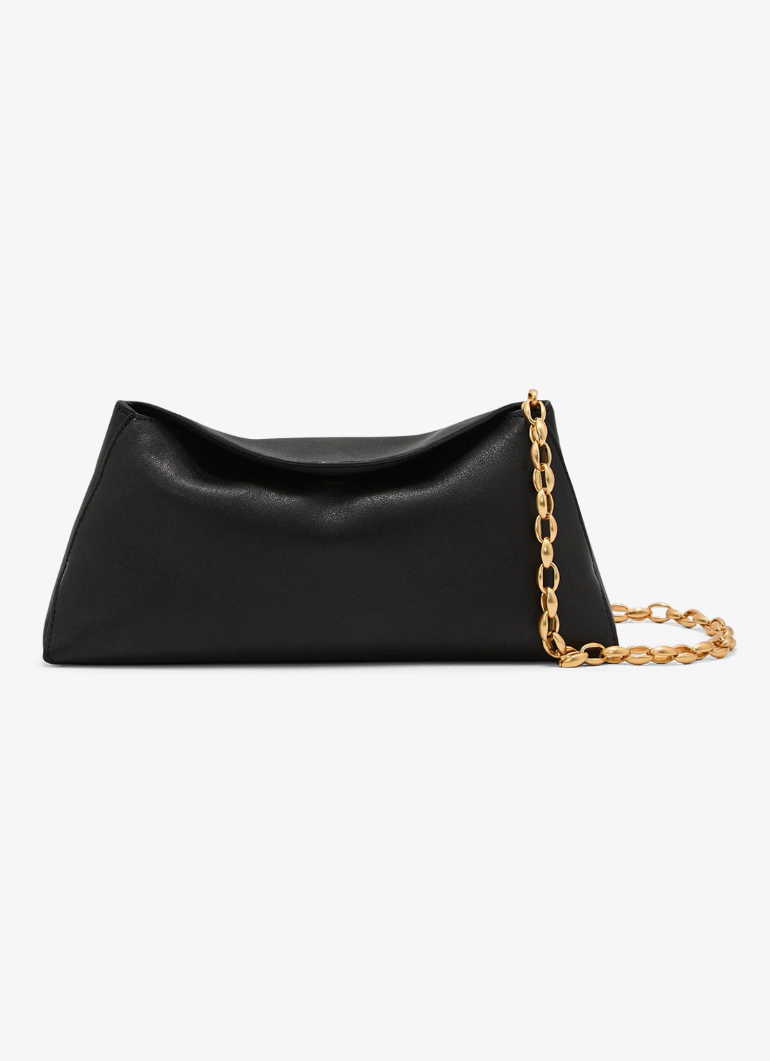 Reiss Presley leren clutch met kettingband - voorkant 5 black / zwart