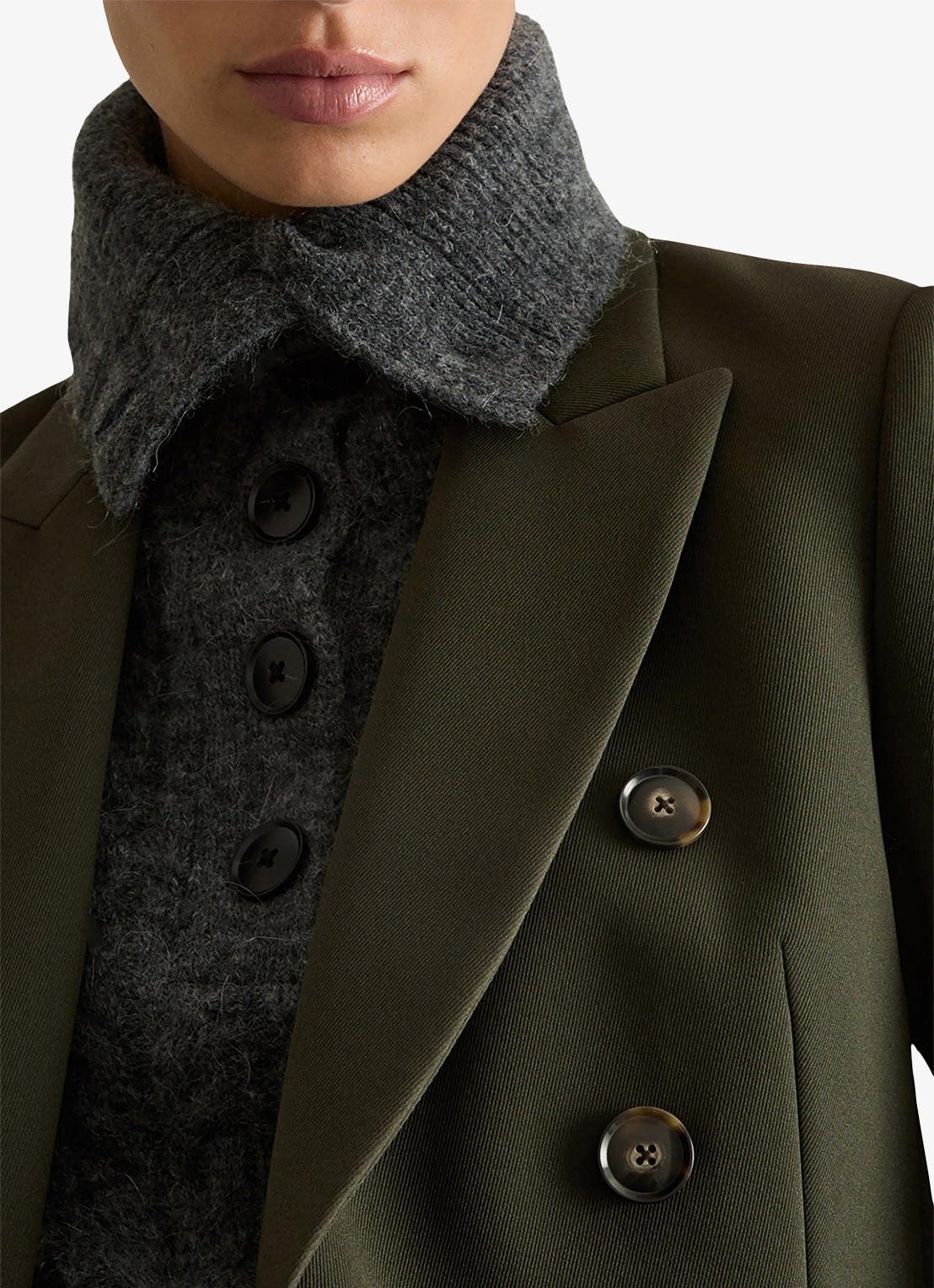 Reiss Priya double-breasted blazer met klepzakken - detail 2 bronsgroen