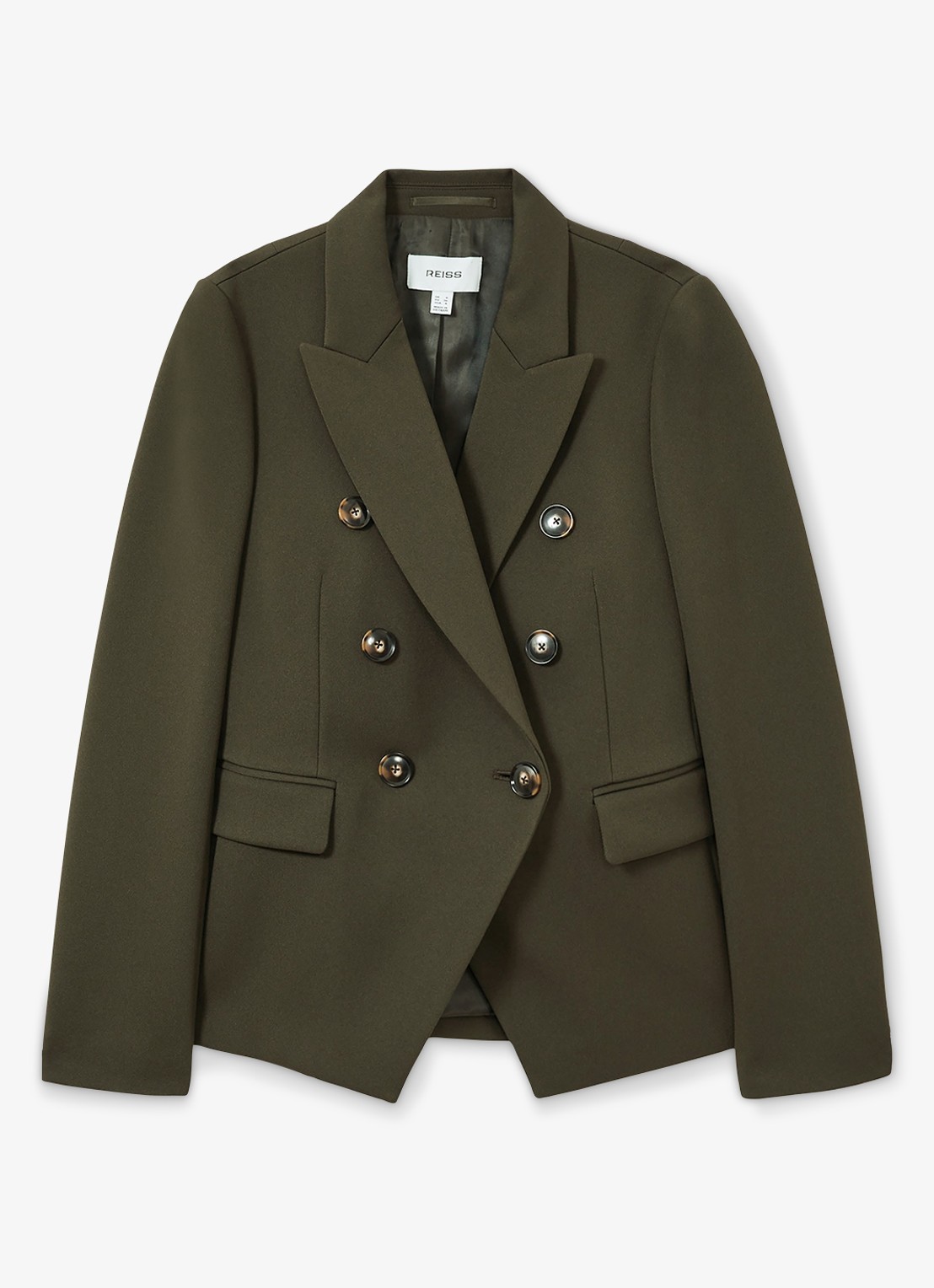 Reiss Priya double-breasted blazer met klepzakken - voorkant 3 bronsgroen
