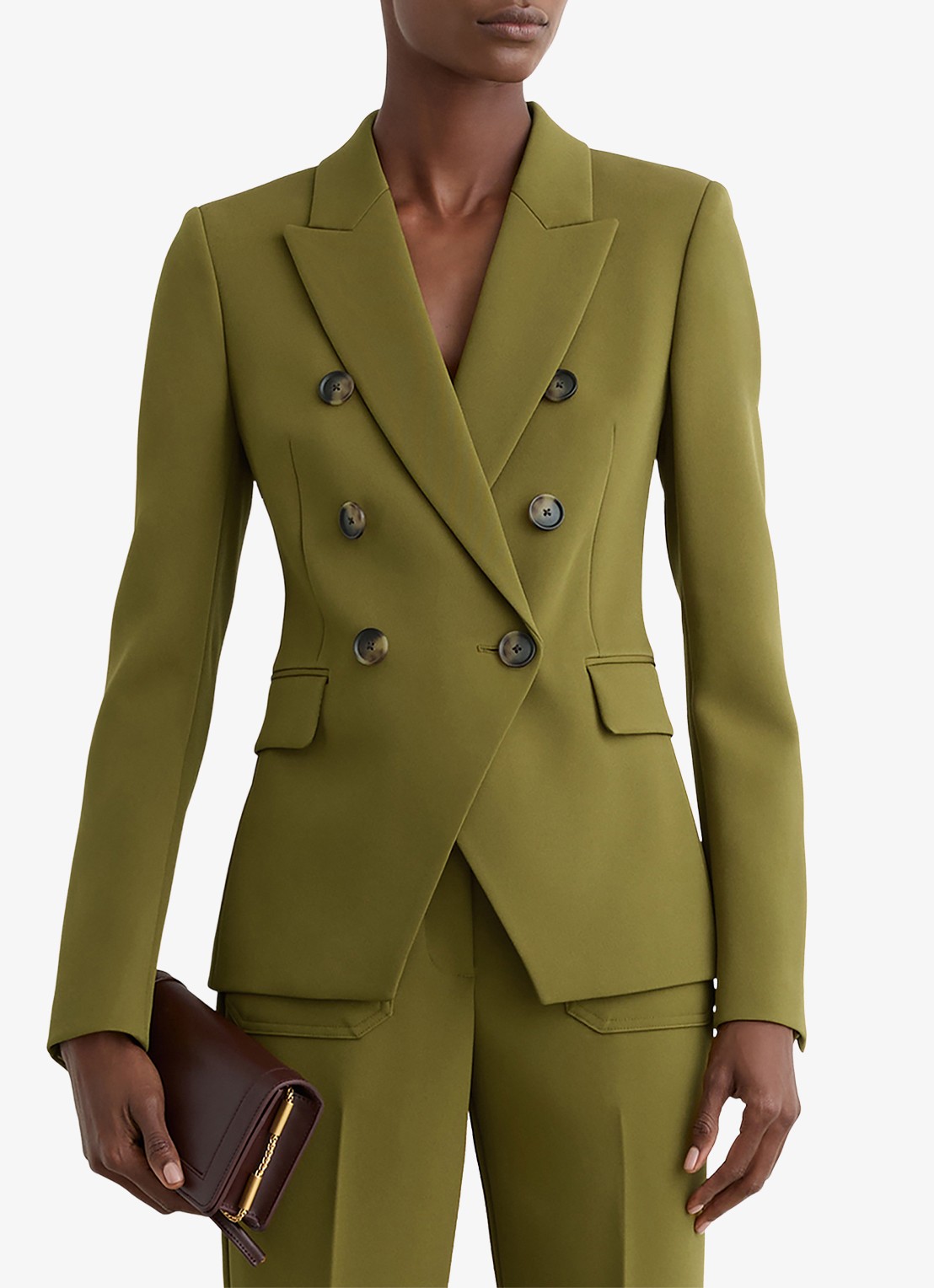 Reiss Priya double-breasted blazer met klepzakken - detail 4 groen