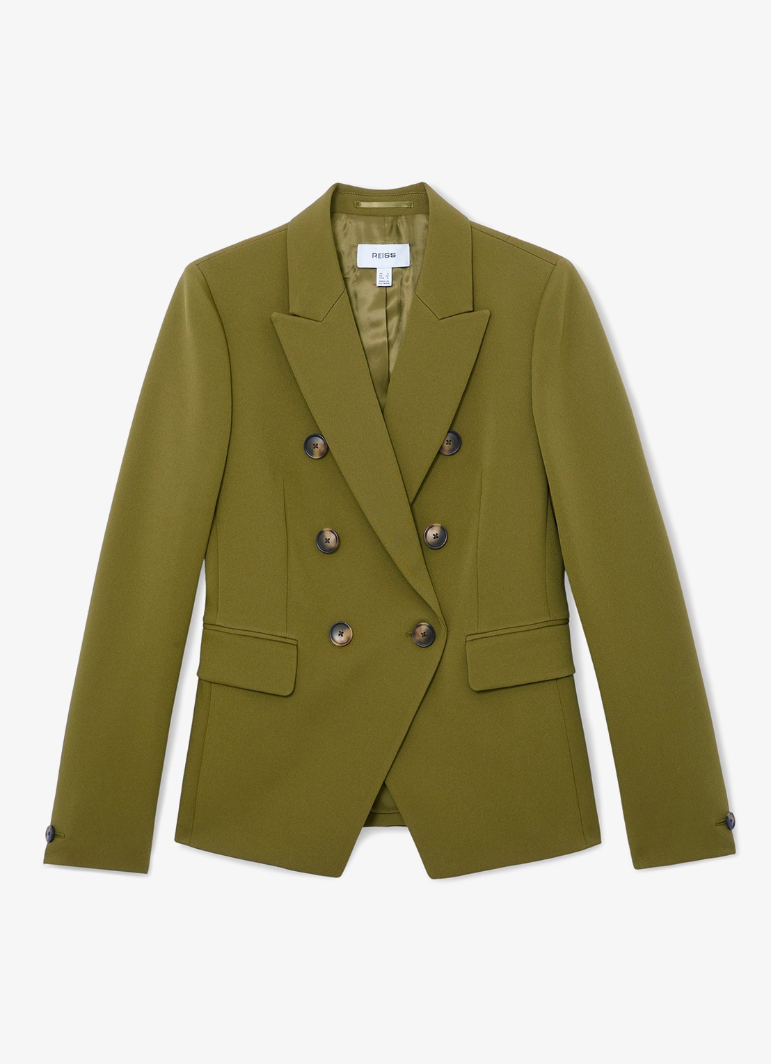 Reiss Priya double-breasted blazer met klepzakken - voorkant groen