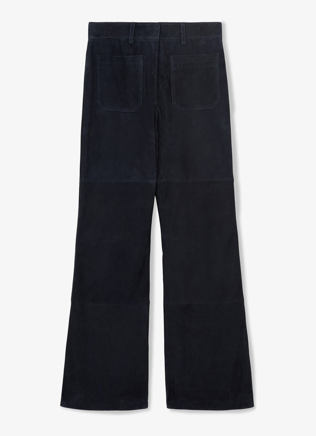 Reiss Priya high waist flared broek van van suède - voorkant donkerblauw