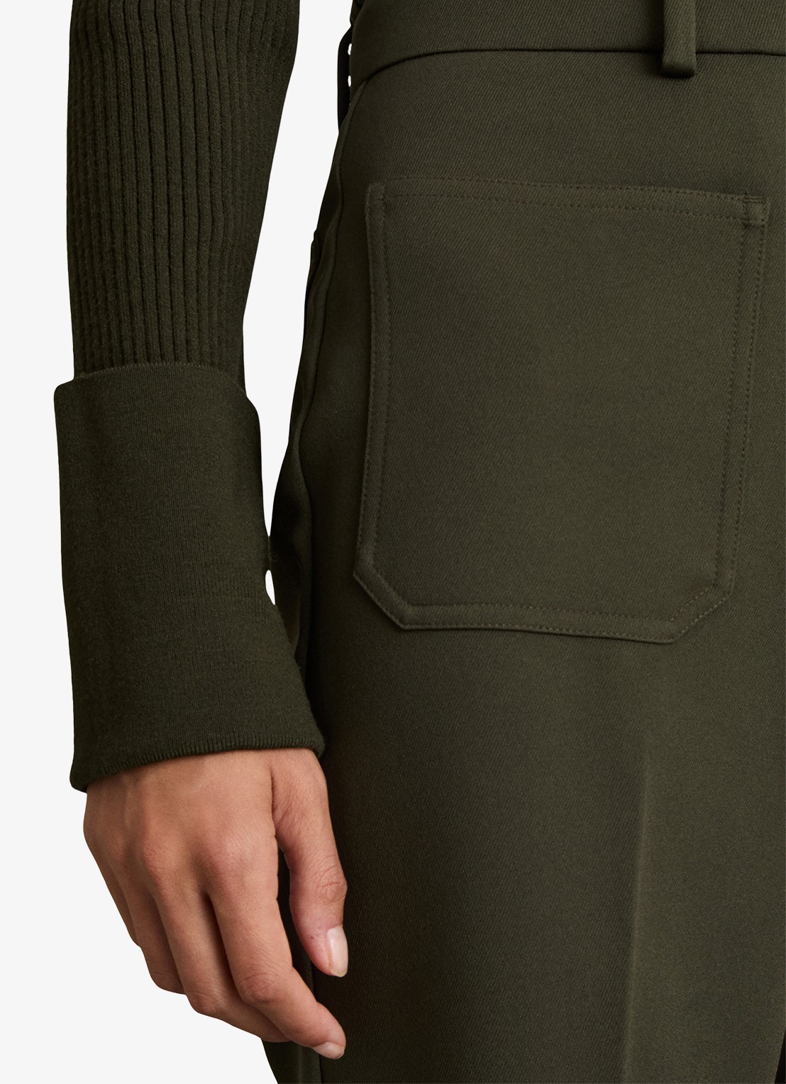 Reiss Priya high waist flared pantalon met steekzakken - detail 4 legergroen