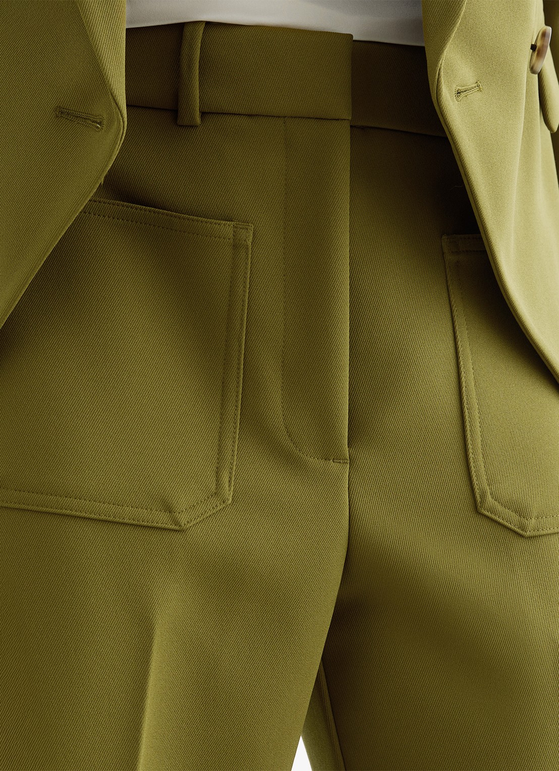 Reiss Priya high waist flared pantalon met steekzakken - detail 2 groen