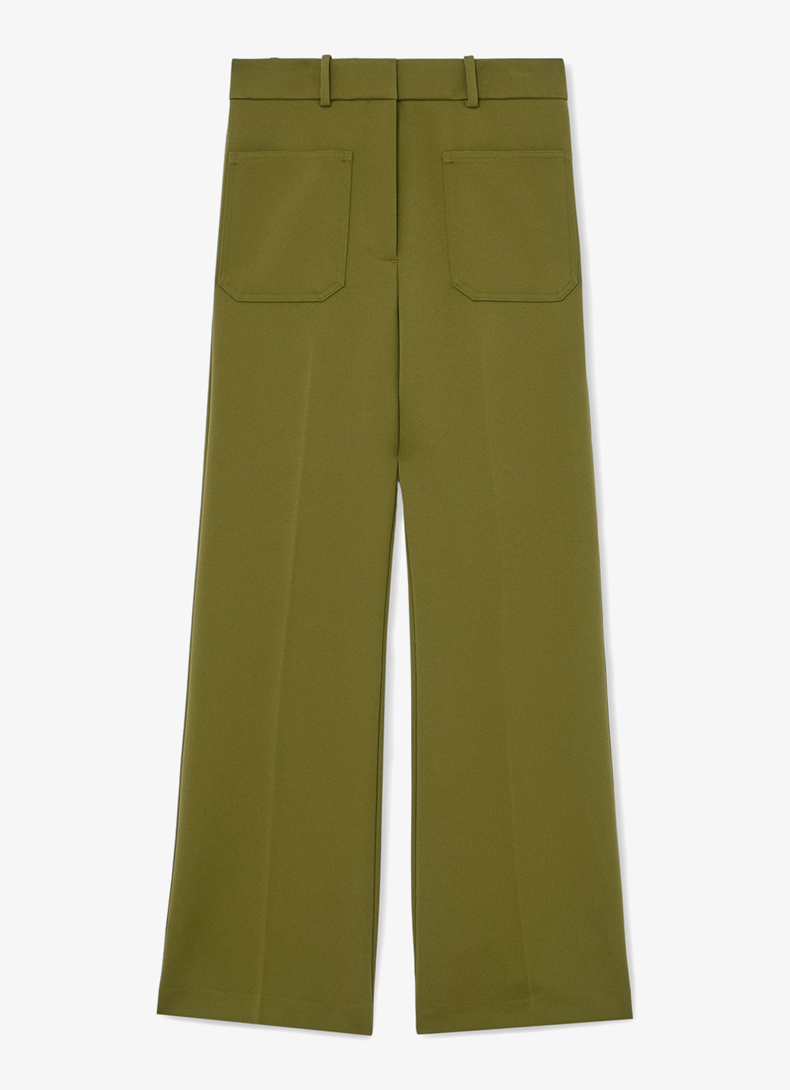 Reiss Priya high waist flared pantalon met steekzakken - voorkant 4 groen
