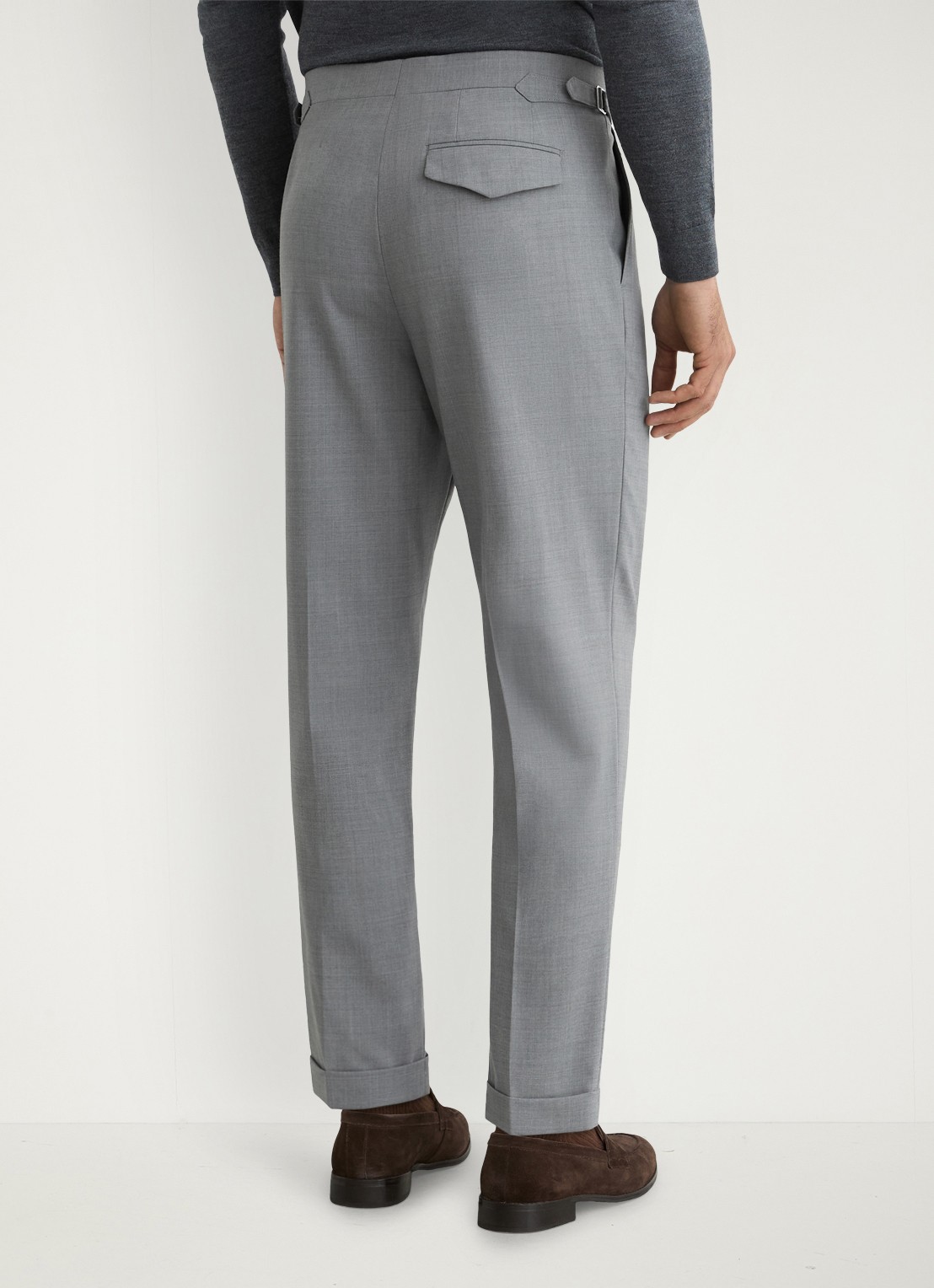 Reiss Promise Adjuster pantalon in wolblend met steekzakken - achterkant lichtgrijs