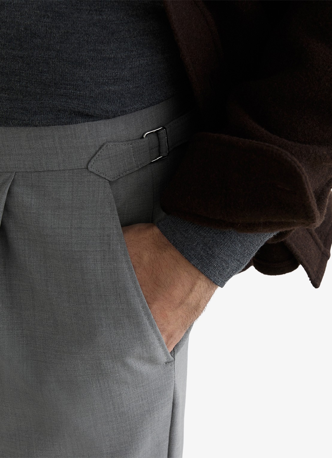 Reiss Promise Adjuster pantalon in wolblend met steekzakken - detail 5 lichtgrijs