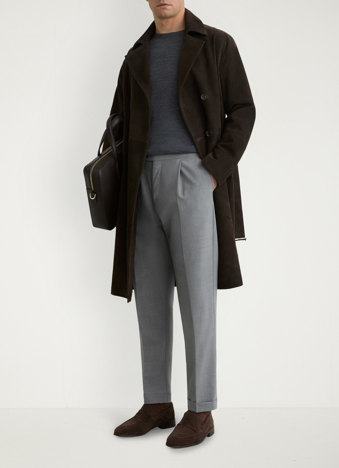 Reiss Promise Adjuster pantalon in wolblend met steekzakken - voorkant 3 lichtgrijs