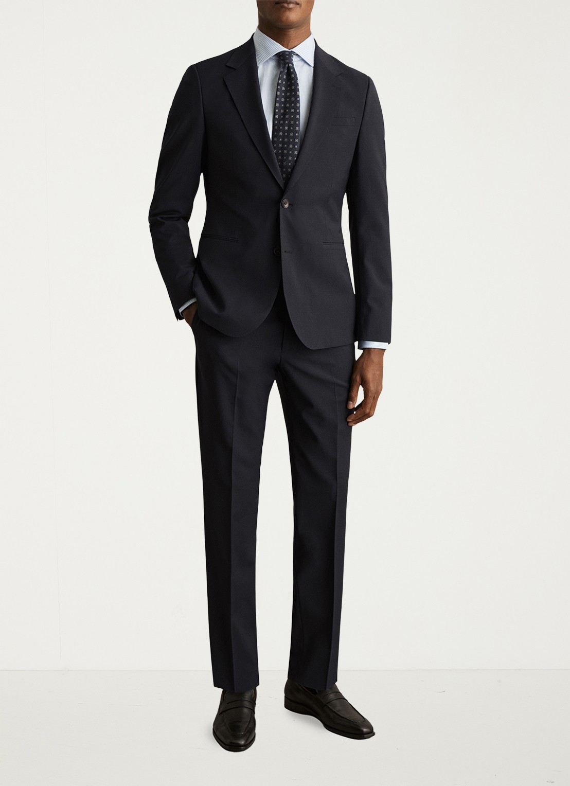 Reiss Promise slim fit colbert in wolblend - voorkant 3 donkerblauw