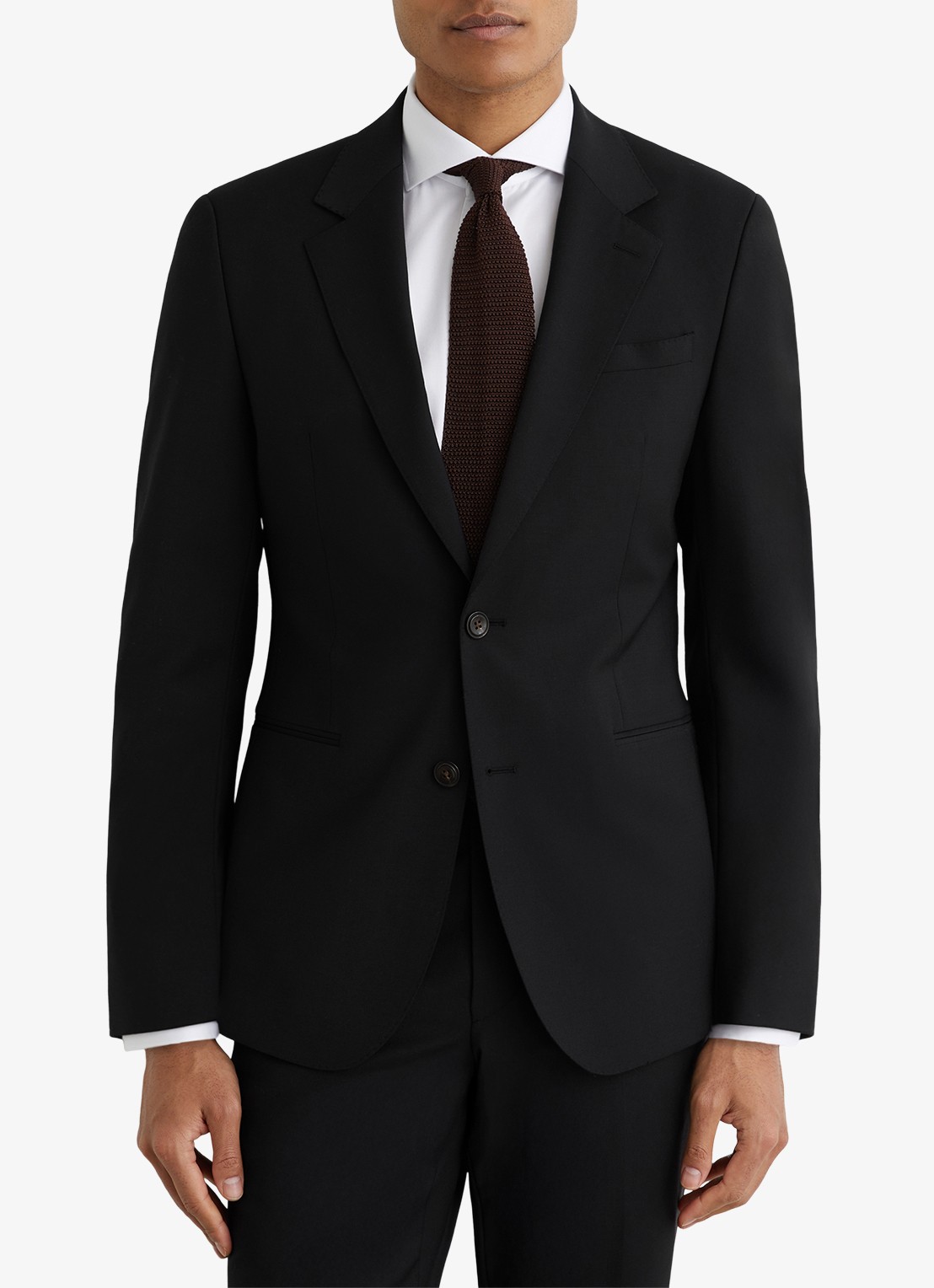 Reiss Promise slim fit colbert in wolblend - detail 2 zwart