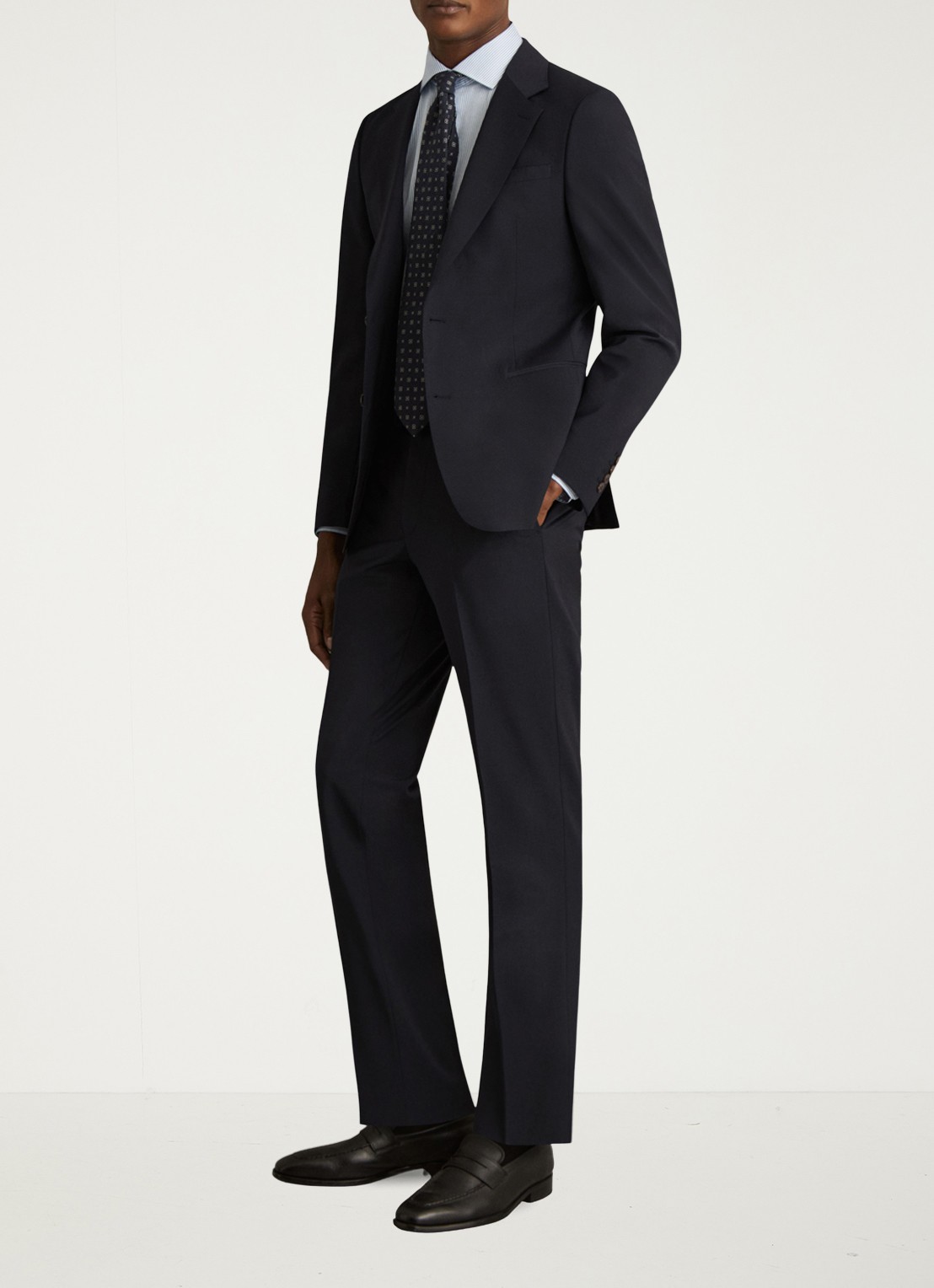 Reiss Promise slim fit pantalon in wolblend - voorkant 5 donkerblauw