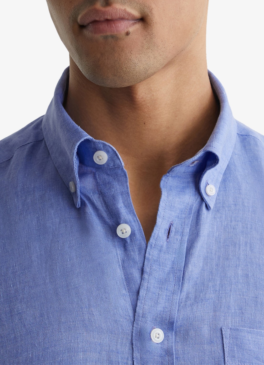 Reiss Queens regular fit overhemd van linnen - detail 4 blauw