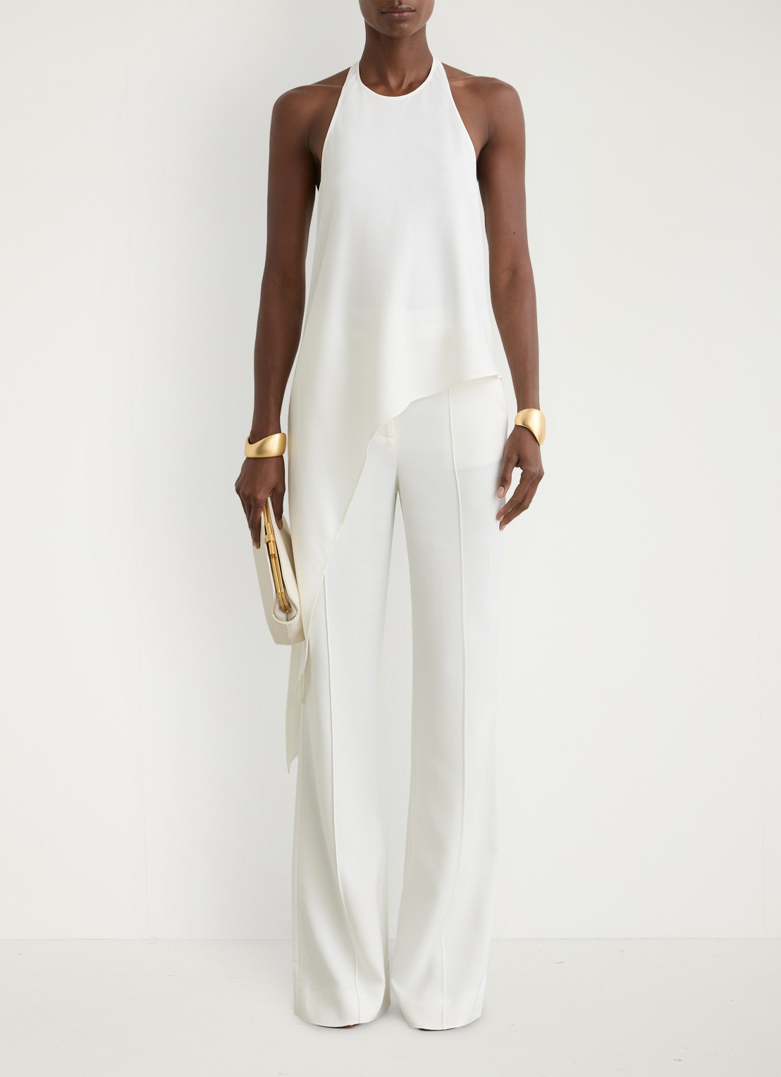 Reiss Quinn top met asymmetrische zoom - voorkant 2 wit