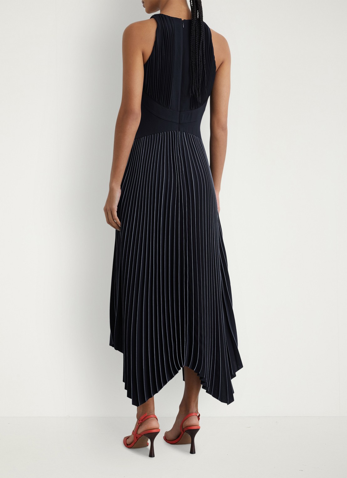 Reiss Rachel midi jurk met plooien  - achterkant 6 blauw