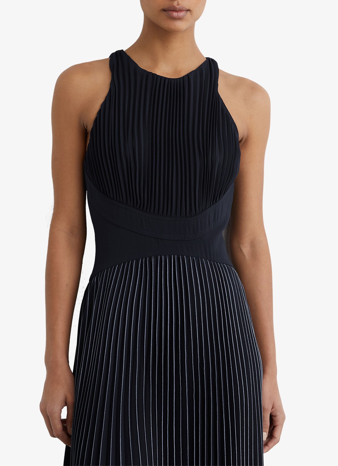 Reiss Rachel midi jurk met plooien  - detail 2 blauw