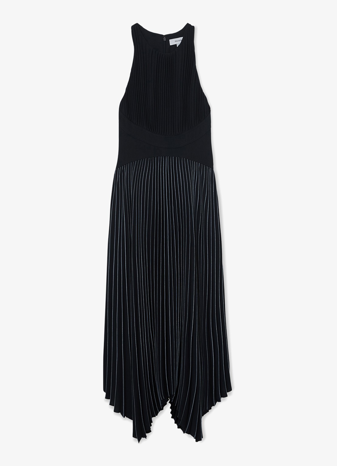 Reiss Rachel midi jurk met plooien  - voorkant 4 blauw
