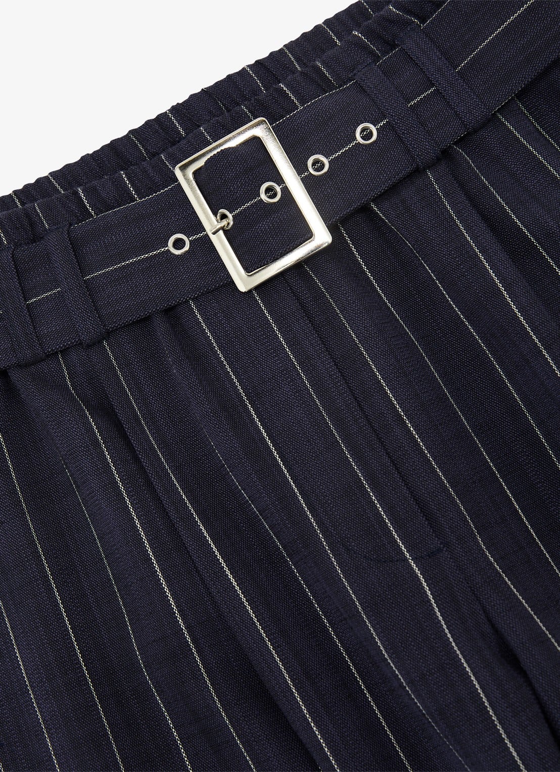 Reiss Rae high waist wide fit pantalon met krijtstreep - detail 6 donkerblauw