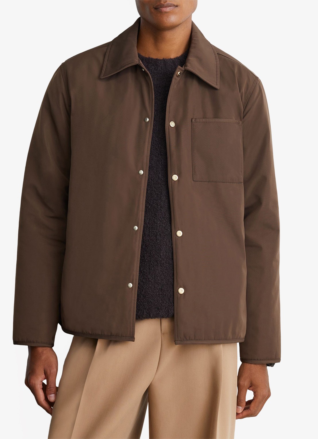Reiss Raider gewatteerd overshirt met borstzak - detail 4 brown / bruin