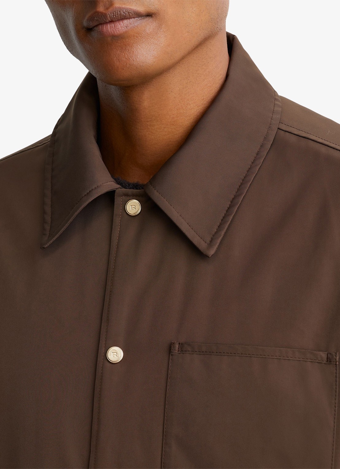Reiss Raider gewatteerd overshirt met borstzak - detail 5 brown / bruin