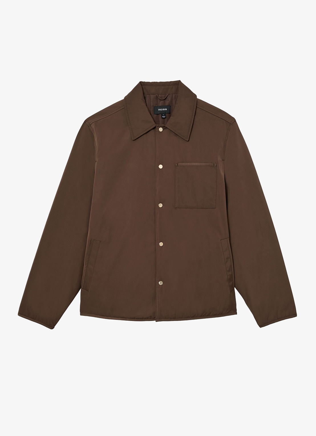Reiss Raider gewatteerd overshirt met borstzak - voorkant brown / bruin
